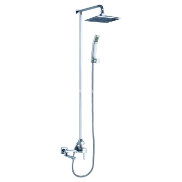 Exposed Pipe Shower System With Tub Faucet